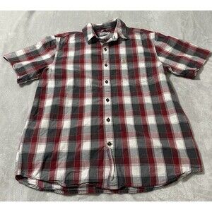 Carhartt Shirt Men's Large Red Plaid Short Sleeve Button Down Relaxed Fit cotton